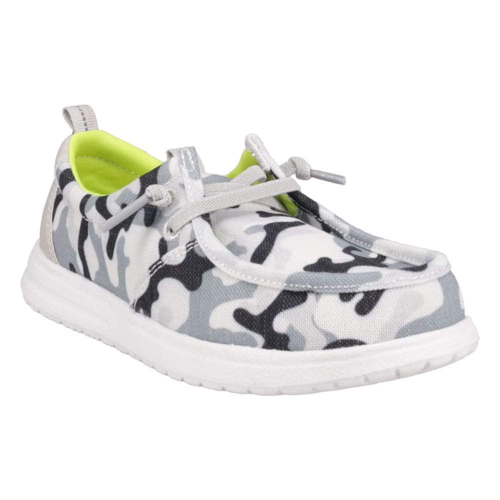 Eddie Bauer Boys Canvas Loafer Size 1 Camo Grey White Slip On Shoes